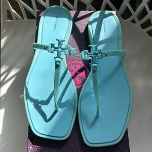 TORY BURCH Roxanne jelly island blue sandals, BNIB,MSRP$128 Must have style